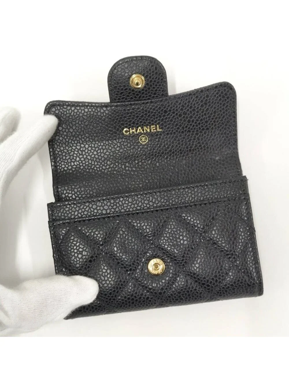 Chanel Quilted Classic Flap Card Case Leather Black
